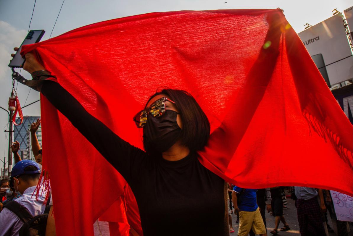 Woman protester © Anonymous Myanmar photographer
